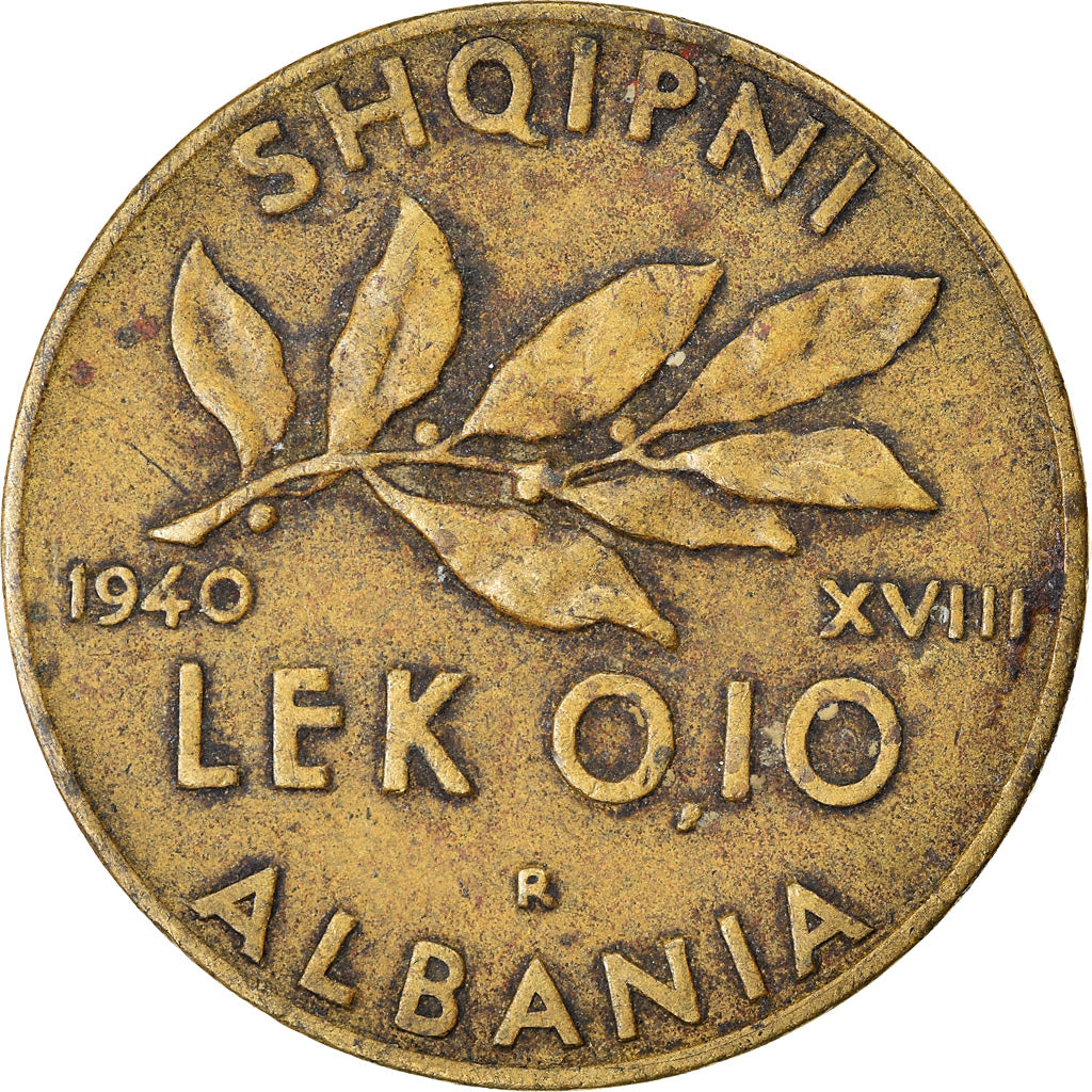 Münze, Albania, Vittorio Emanuele III, 0.10 Lek, 1940, Rome, SS