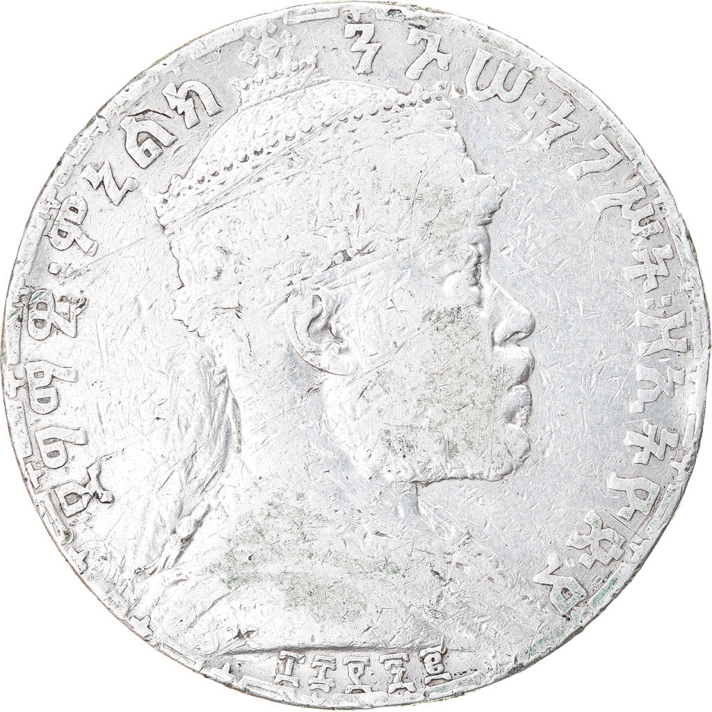 Moneta, Etiopia, Menelik II, Birr, 1892 (1899), Paris, MB, Argento, KM:19