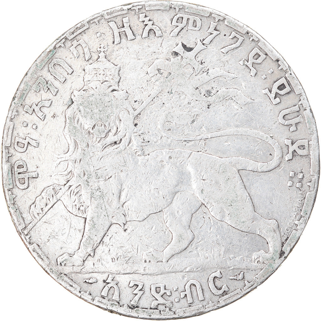 Moneta, Etiopia, Menelik II, Birr, 1892 (1899), Paris, MB, Argento, KM:19