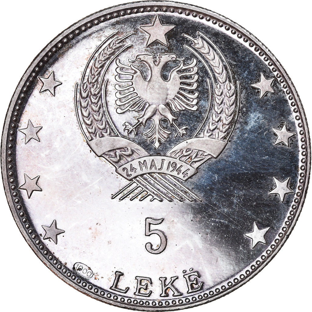 Moneta, Albania, 5 Lekë, 1968, SPL, Argento, KM:49.1
