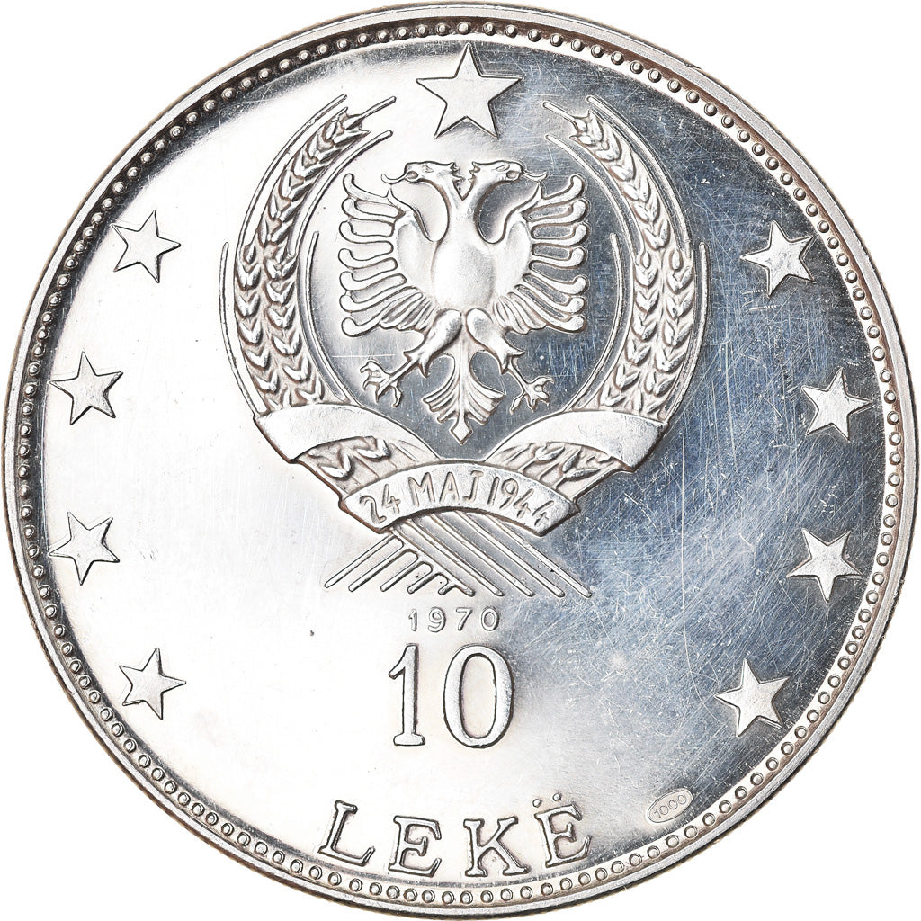 Coin, Albania, 10 Lekë, 1970, MS(60-62), Silver, KM:50.4