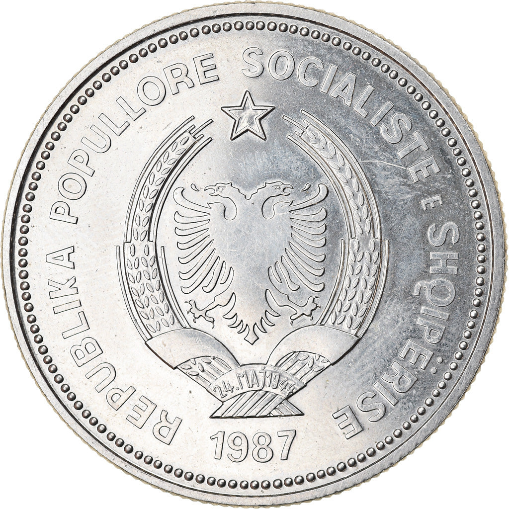 Münze, Albania, 5 Lekë, 1987, VZ+, Copper-nickel, KM:57