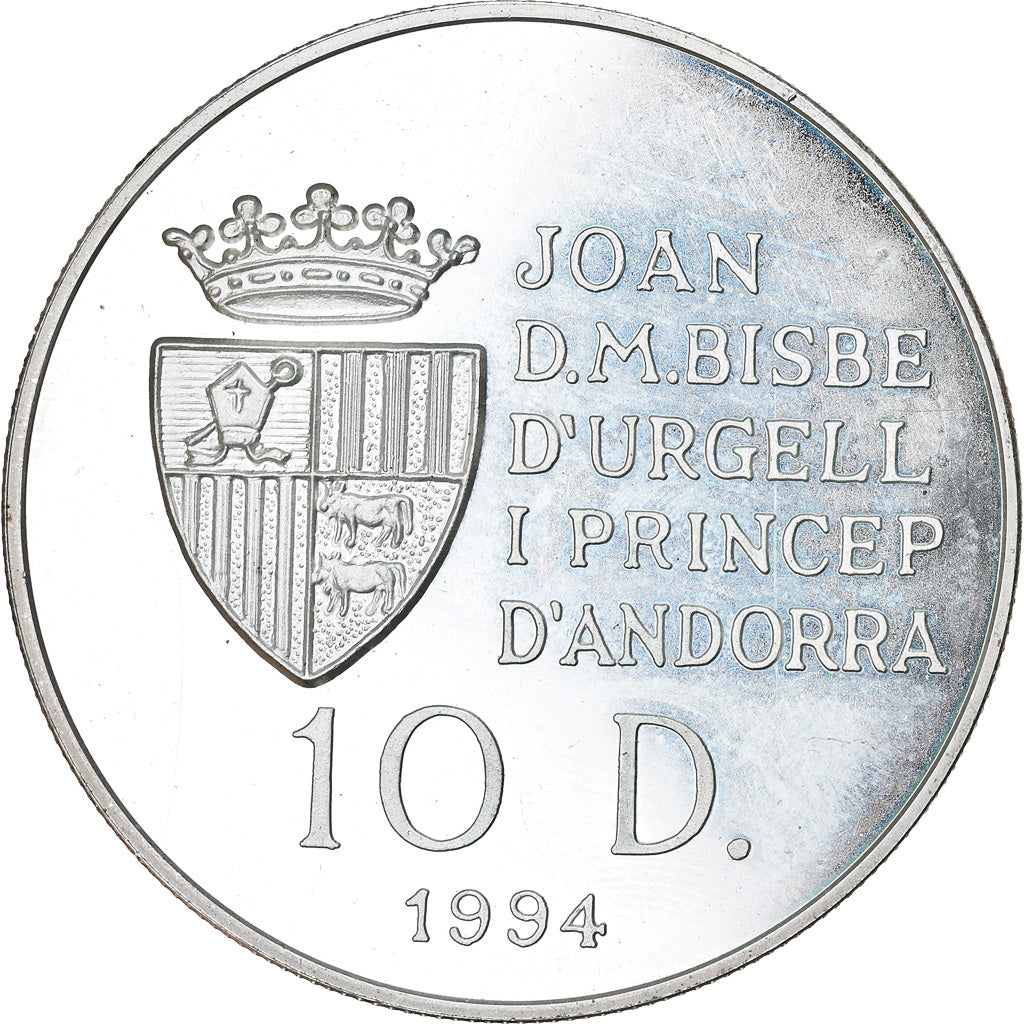 Münze, Andorra, 10 Diners, 1994, SS+, Silber, KM:95
