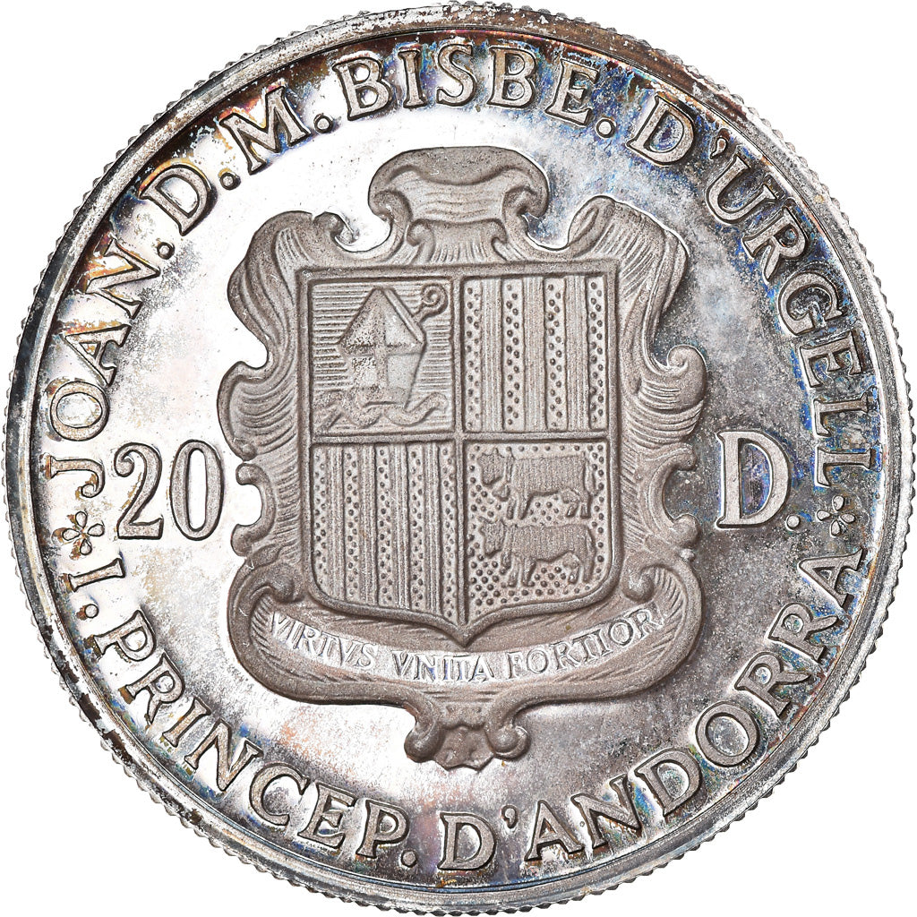 Moneta, Andorra, 20 Diners, 1985, MS(63), Srebro, KM:26
