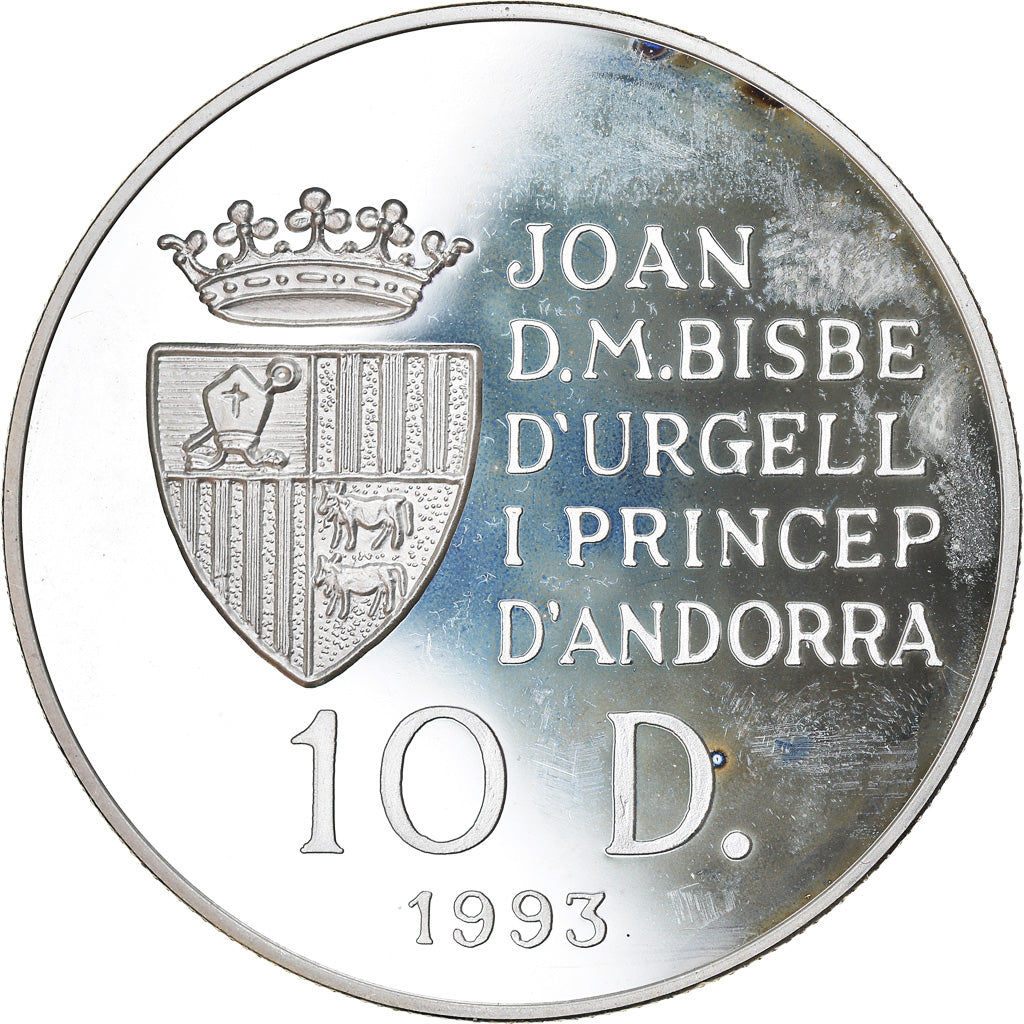 Moneta, Andorra, 10 Diners, 1993, MS(63), Srebro, KM:84