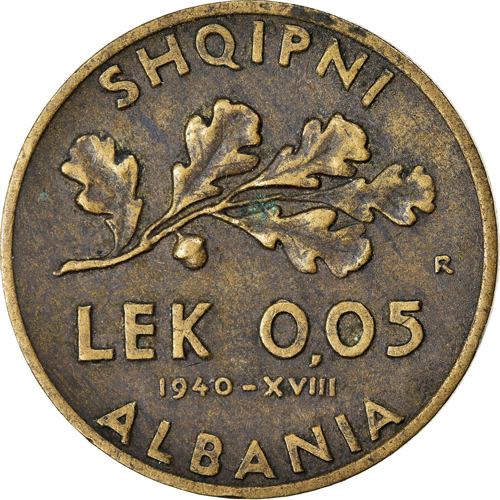 Moneta, Albania, Vittorio Emanuele III, 0.05 Lek, 1940, Rome, BB
