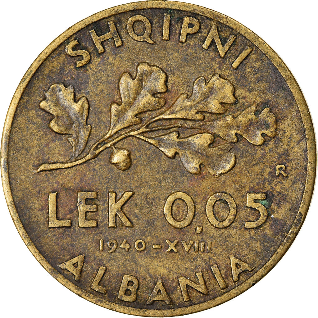 Moneta, Albania, Vittorio Emanuele III, 0.05 Lek, 1940, Rome, BB