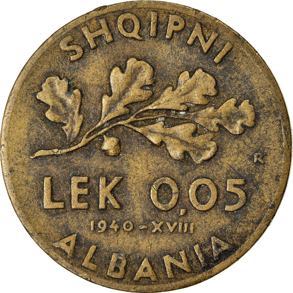 Moneta, Albania, Vittorio Emanuele III, 0.05 Lek, 1940, Rome, BB