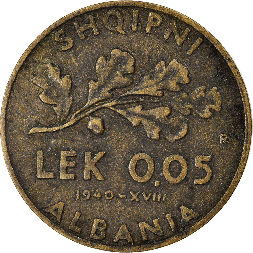 Moeda, Albânia, Vittorio Emanuele III, 0.05 Lek, 1940, Rome, EF(40-45)