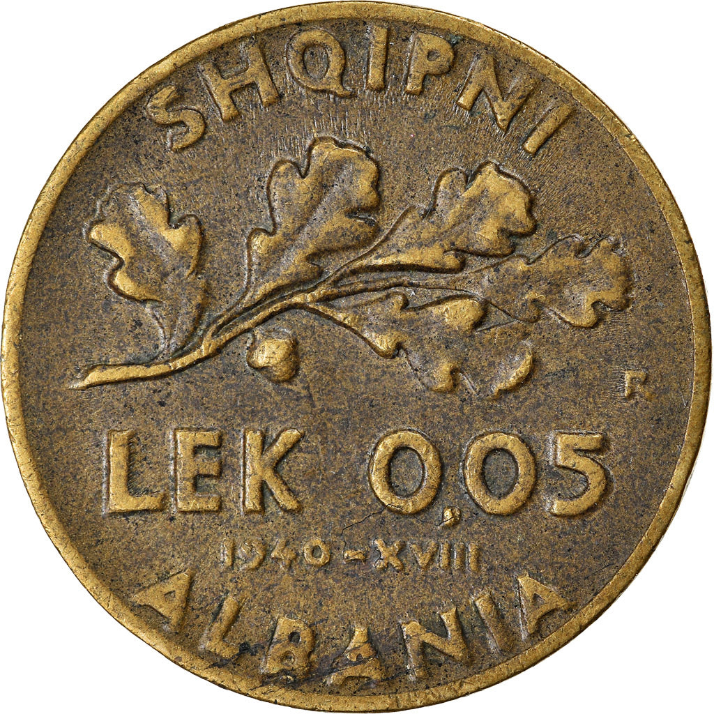 Moneta, Albania, Vittorio Emanuele III, 0.05 Lek, 1940, Rome, BB