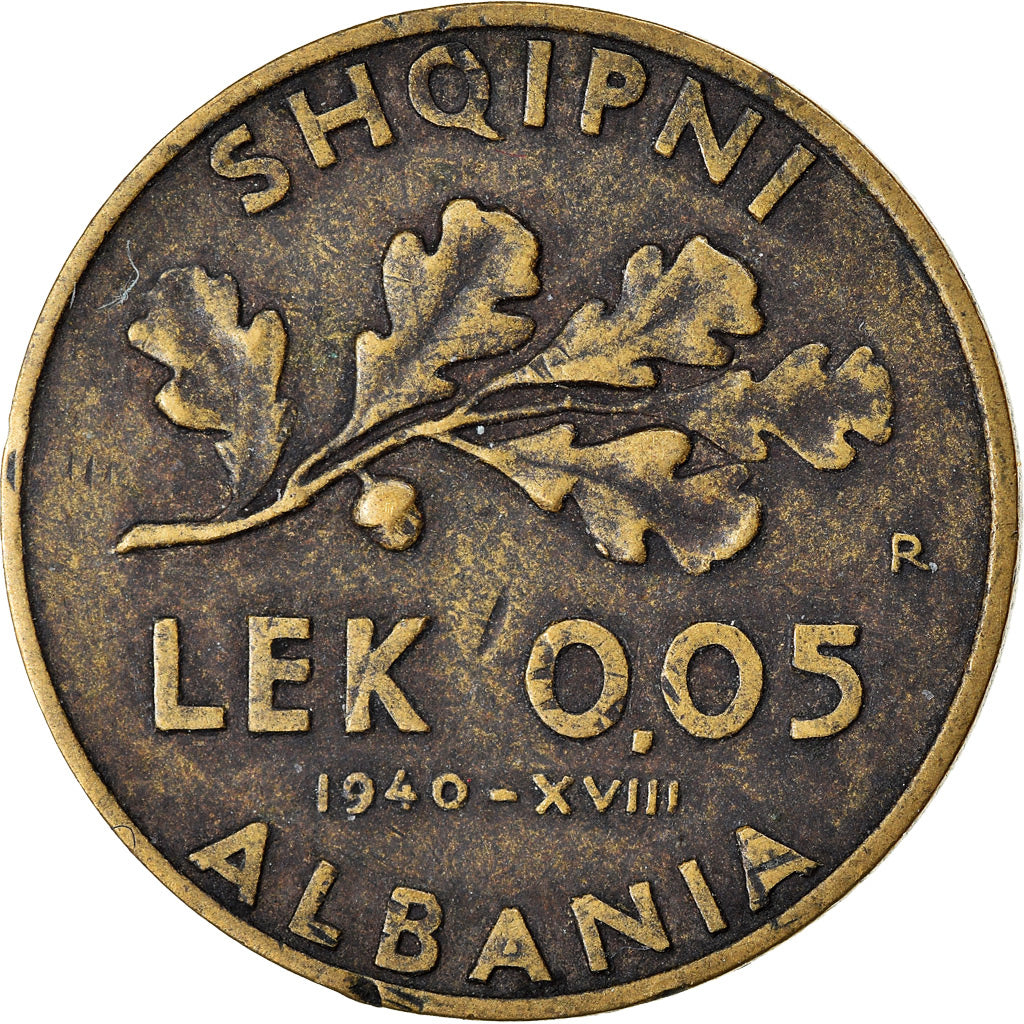 Monnaie, Albania, Vittorio Emanuele III, 0.05 Lek, 1940, Rome, TTB