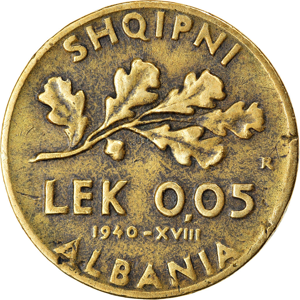 Moneta, Albania, Vittorio Emanuele III, 0.05 Lek, 1940, Rome, BB
