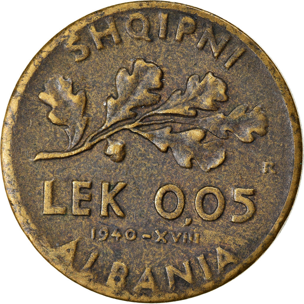 Monnaie, Albania, Vittorio Emanuele III, 0.05 Lek, 1940, Rome, TTB