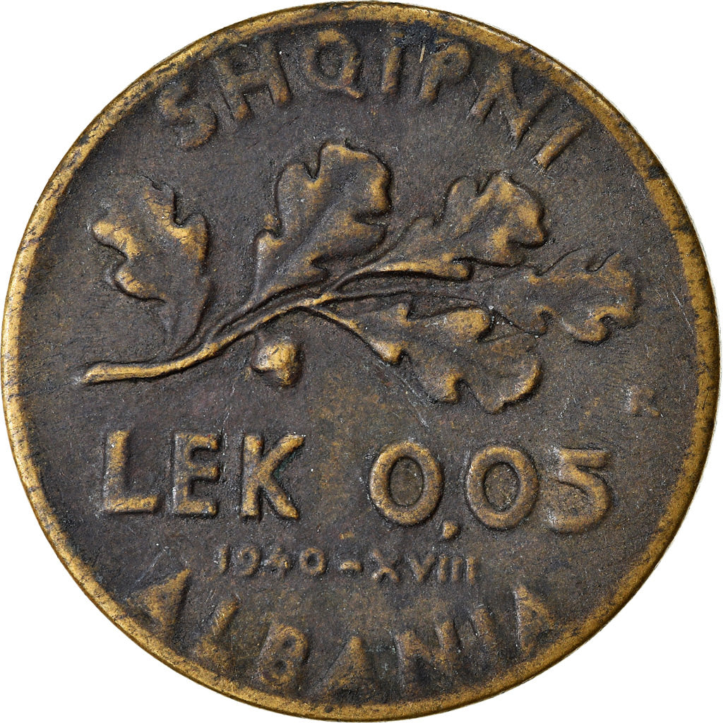 Coin, Albania, Vittorio Emanuele III, 0.05 Lek, 1940, Rome, EF(40-45)