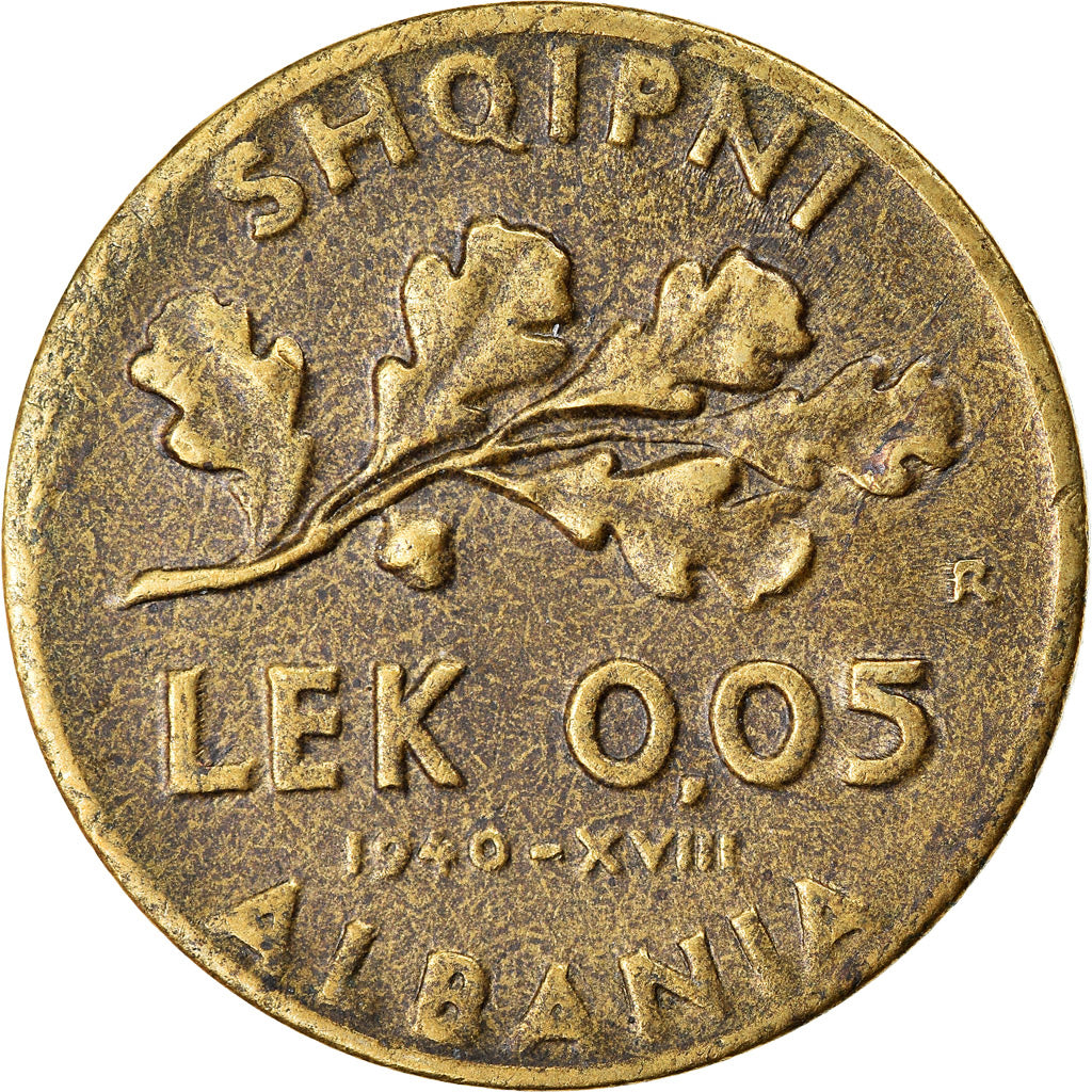 Moeda, Albânia, Vittorio Emanuele III, 0.05 Lek, 1940, Rome, EF(40-45)