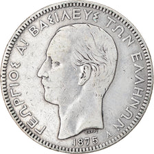 Coin, Greece, George I, 5 Drachmai, 1875, Paris, VF(30-35), Silver, KM:46