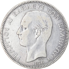Münze, Griechenland, George I, 5 Drachmai, 1876, Paris, S+, Silber, KM:46