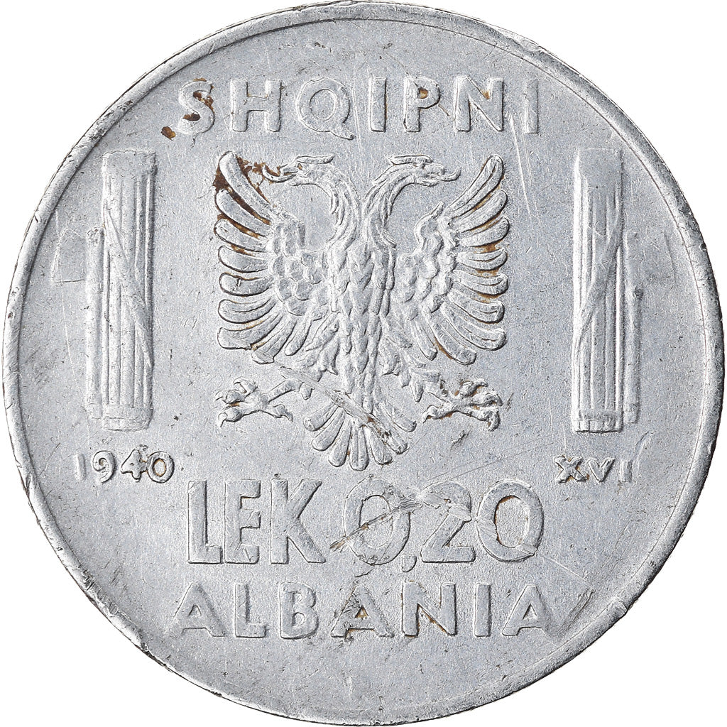 Monnaie, Albania, Vittorio Emanuele III, 0.20 Lek, 1940, Rome, TTB, Stainless