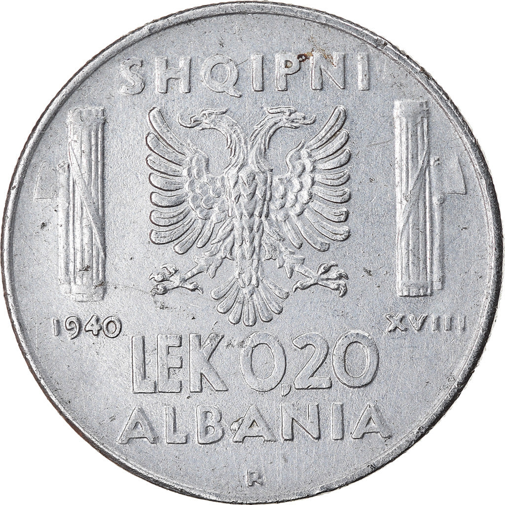 Monnaie, Albania, Vittorio Emanuele III, 0.20 Lek, 1940, Rome, TTB, Stainless