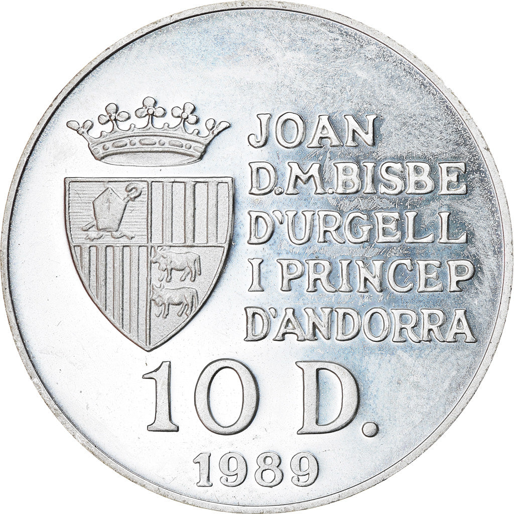 Moneta, Andorra, 10 Diners, 1989, SPL, Argento, KM:55