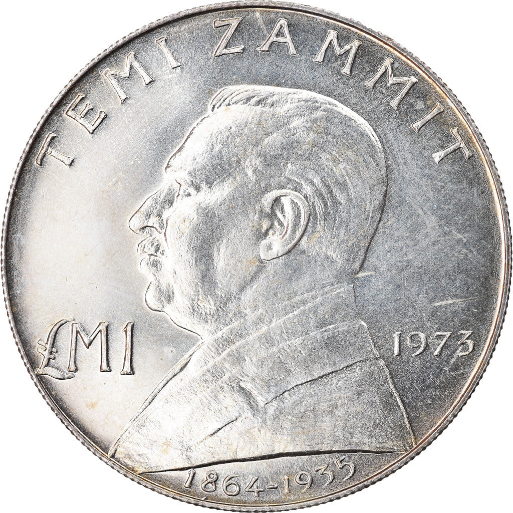 Moneta, Malta, Pound, 1973, MS(60-62), Srebro, KM:19