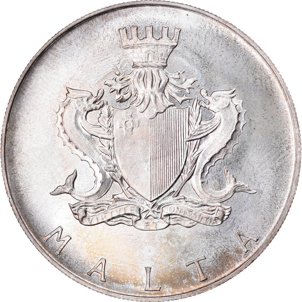 Moneta, Malta, Pound, 1972, MS(63), Srebro, KM:13