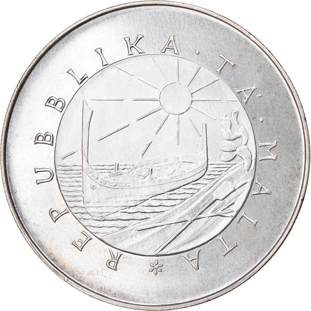 Malta, 4 Pounds, 1975, BB+, Argento, KM:33