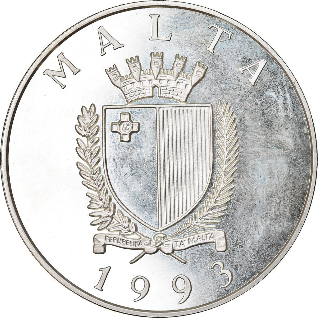 Moneta, Malta, 5 Liri, 10 Ecu, 1993, FDC, Argento, KM:104