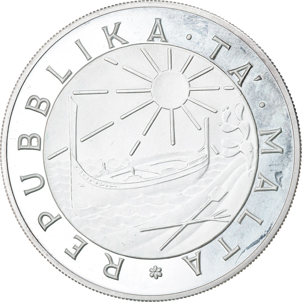 Moneta, Malta, 5 Liri, 1984, MS(63), Srebro, KM:71