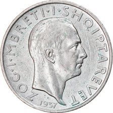 Coin, Albania, Zog I, Frang Ar, 1937, Rome, EF(40-45), Silver, KM:18
