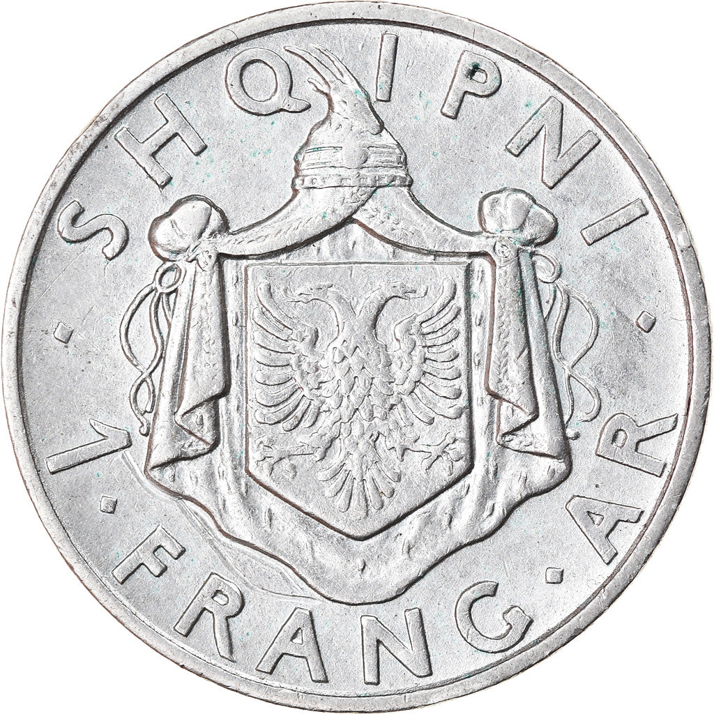 Coin, Albania, Zog I, Frang Ar, 1937, Rome, EF(40-45), Silver, KM:18