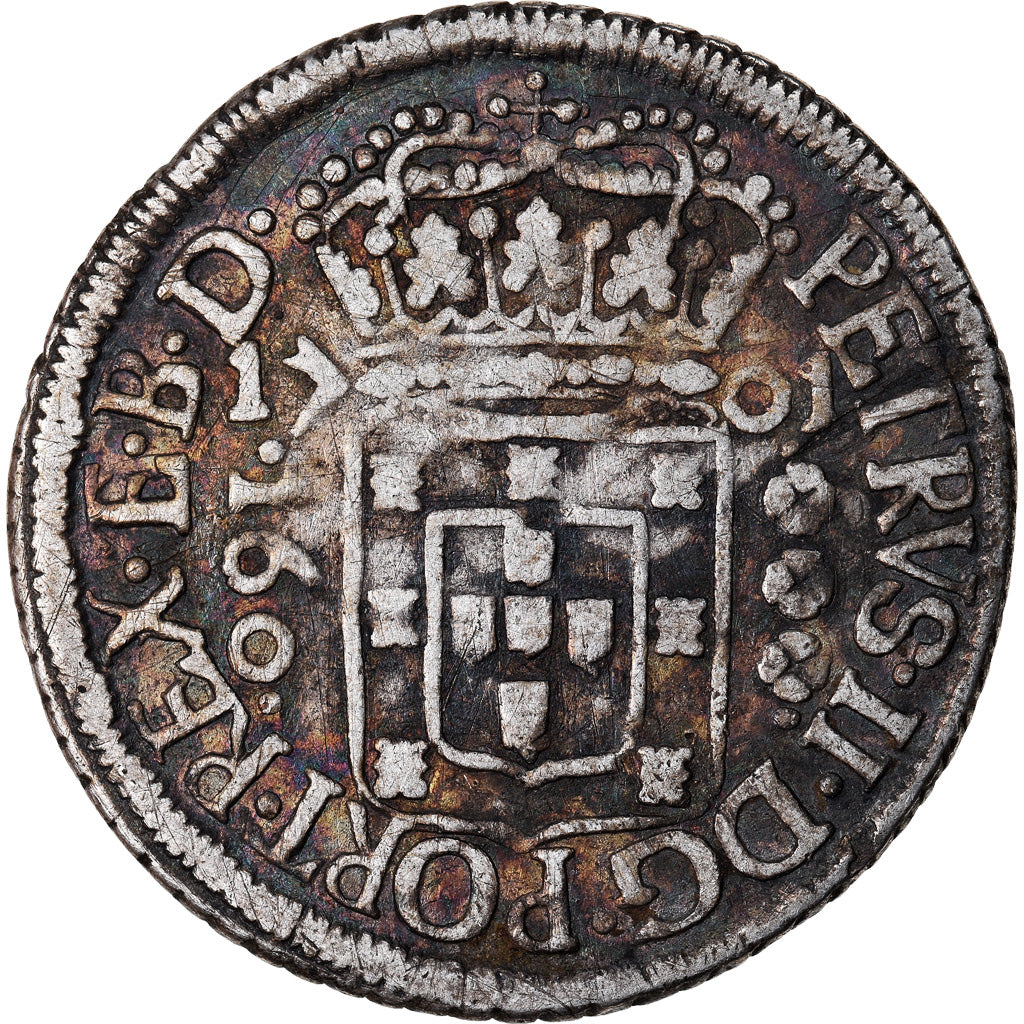 Coin, Brazil, Pedro, 160 Reis, 1701, Pernambuco, VF(30-35), Silver, KM:88.2