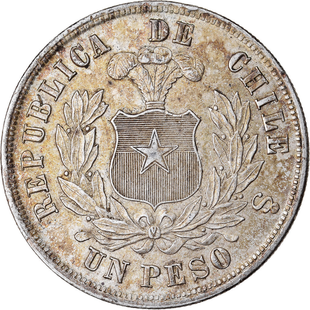 Münze, Chile, Peso, 1877, Santiago, VZ+, Silber, KM:142.1