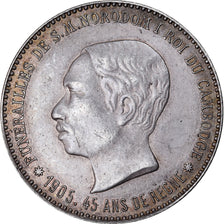 Cambogia, medaglia, Norodom Ier, 45 ans de règne, 1905, SPL-, Argento