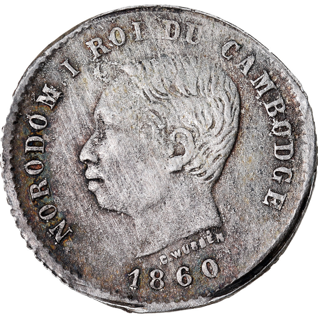 Münze, Kambodscha, 50 Centimes, 1860, S, Silber, KM:M5
