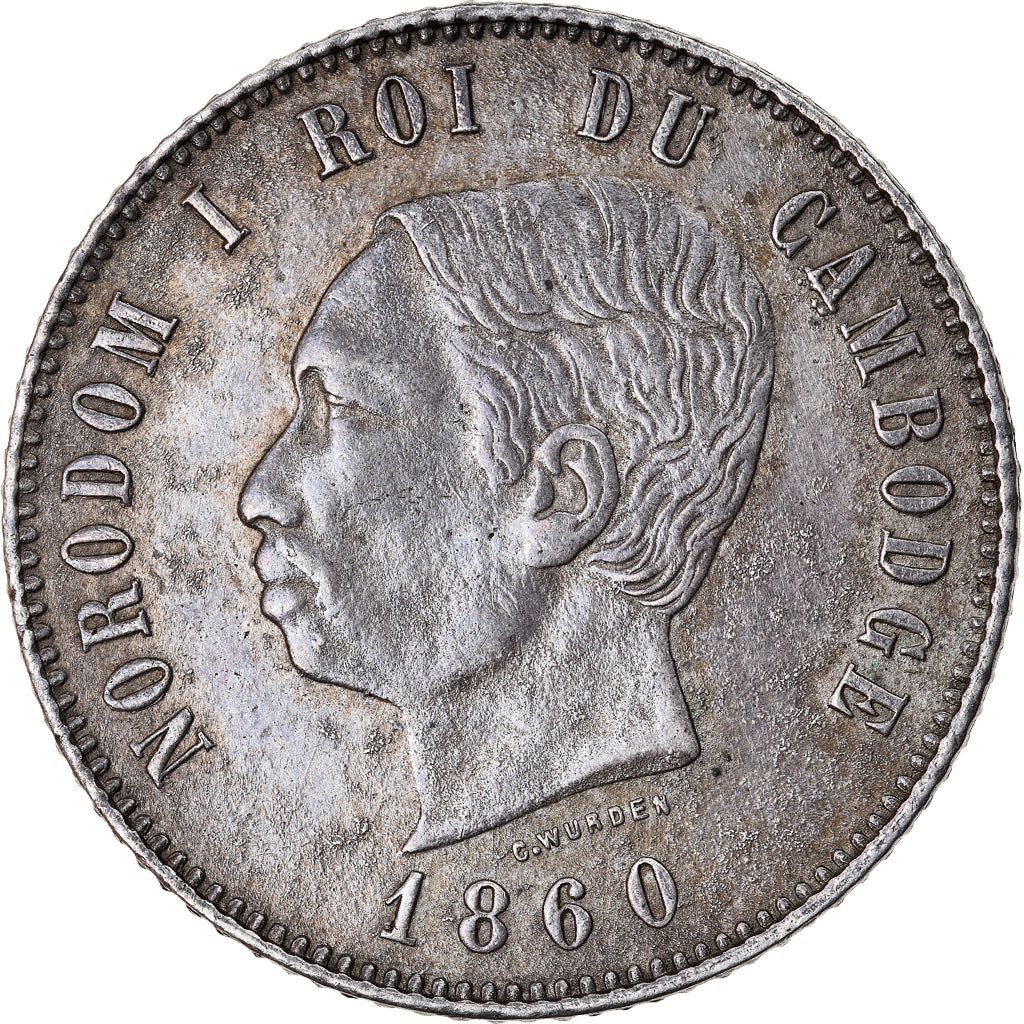 Münze, Kambodscha, 4 Francs, 1860, SS+, Silber, KM:M8, Lecompte:83