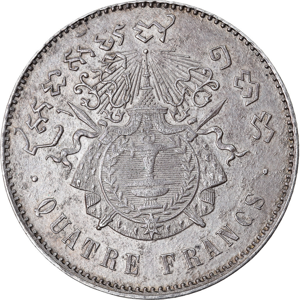 Münze, Kambodscha, 4 Francs, 1860, SS+, Silber, KM:M8, Lecompte:83