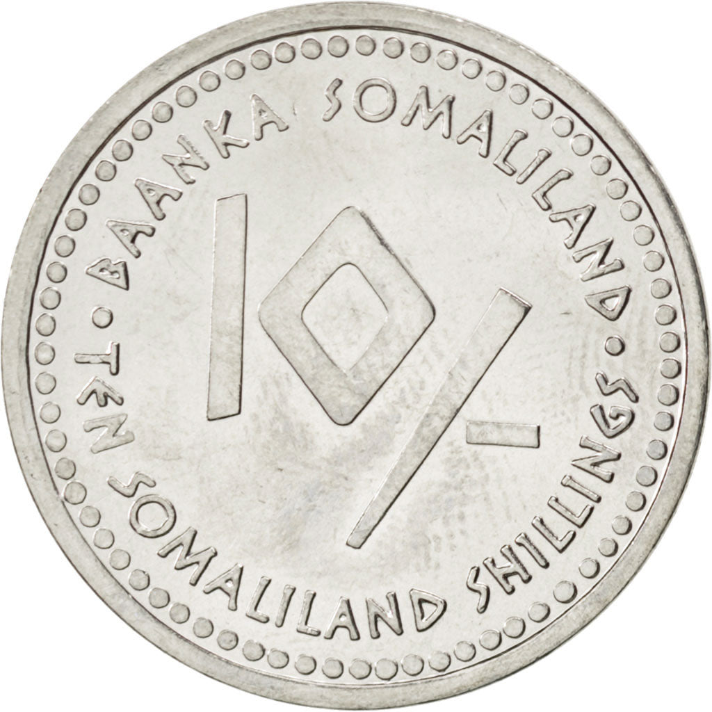 Coin, Somaliland, 10 Shillings, 2006, MS(63), Stainless Steel, KM:8