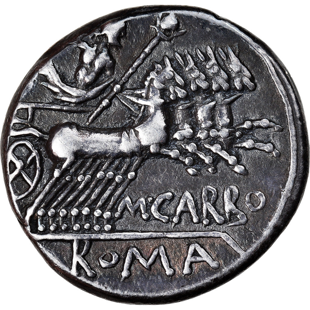 Moneta, Papiria, Denarius, Rome, BB+, Argento, Crawford:276/1