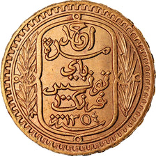 Moeda, Tunísia, Ahmad Pasha Bey, 100 Francs, 1935, Paris, AU(55-58), Dourado