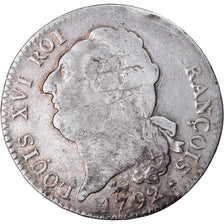 Moeda, França, Louis XVI, Écu de 6 livres françois, ECU, 6 Livres, 1792