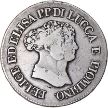 Moeda, ESTADOS ITALIANOS, LUCCA, Felix and Elisa, 5 Franchi, 1805, Firenze