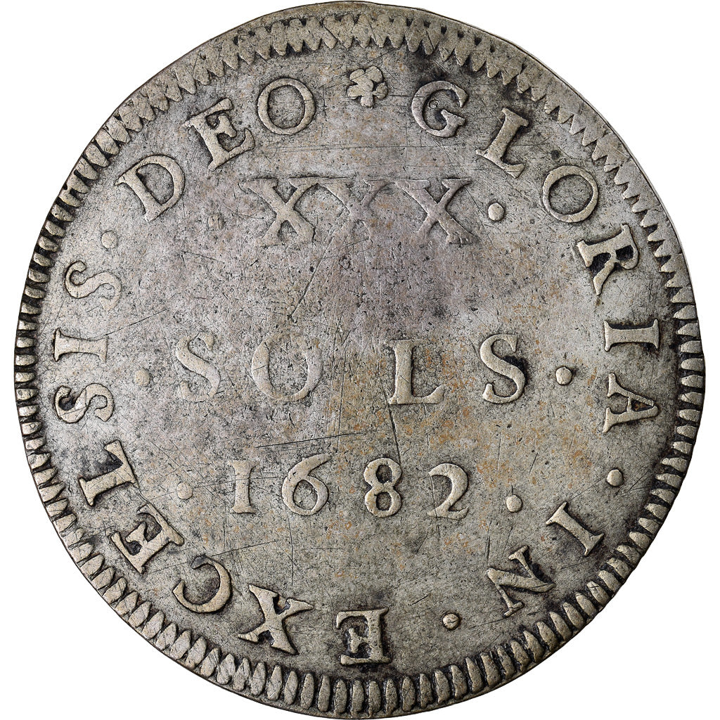 Monnaie, France, Louis XIV, XXX Sols de Strasbourg, 30 Sols, 1/2 ECU, 1682