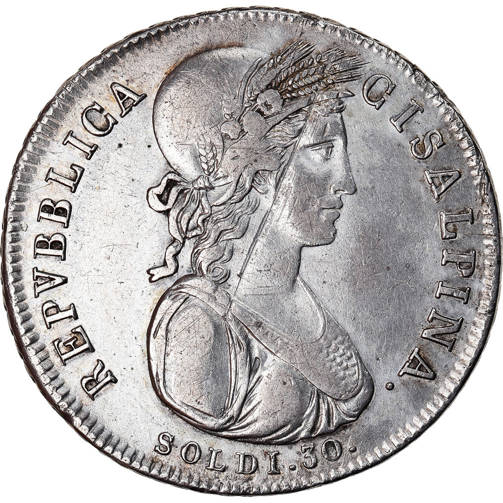 Monnaie, États italiens, CISALPINE REPUBLIC, 30 Soldi, 1801, Milan, TTB+