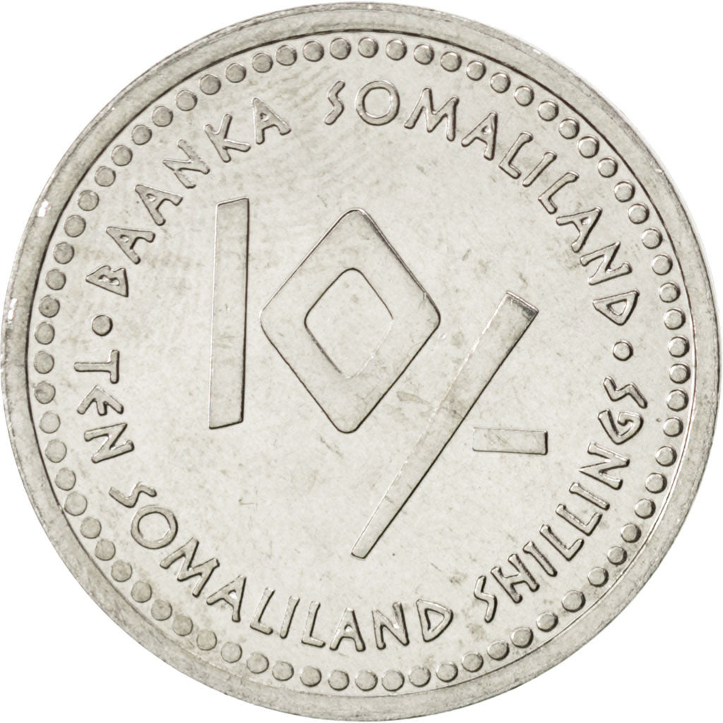 Coin, Somaliland, 10 Shillings, 2006, MS(63), Stainless Steel, KM:13