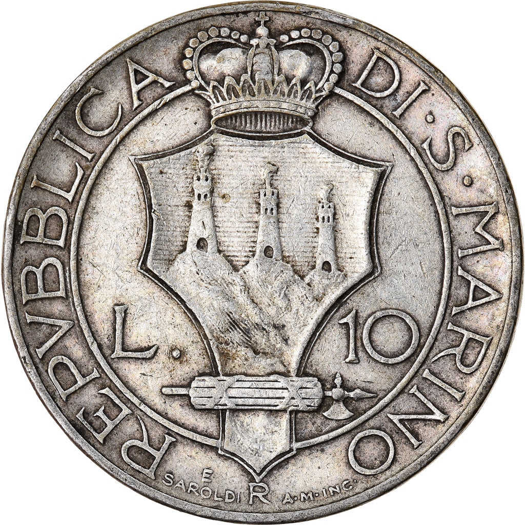 Moneta, San Marino, 10 Lire, 1931, Rome, BB, Argento, KM:10