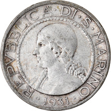 Münze, San Marino, 5 Lire, 1931, Rome, SS, Silber, KM:9