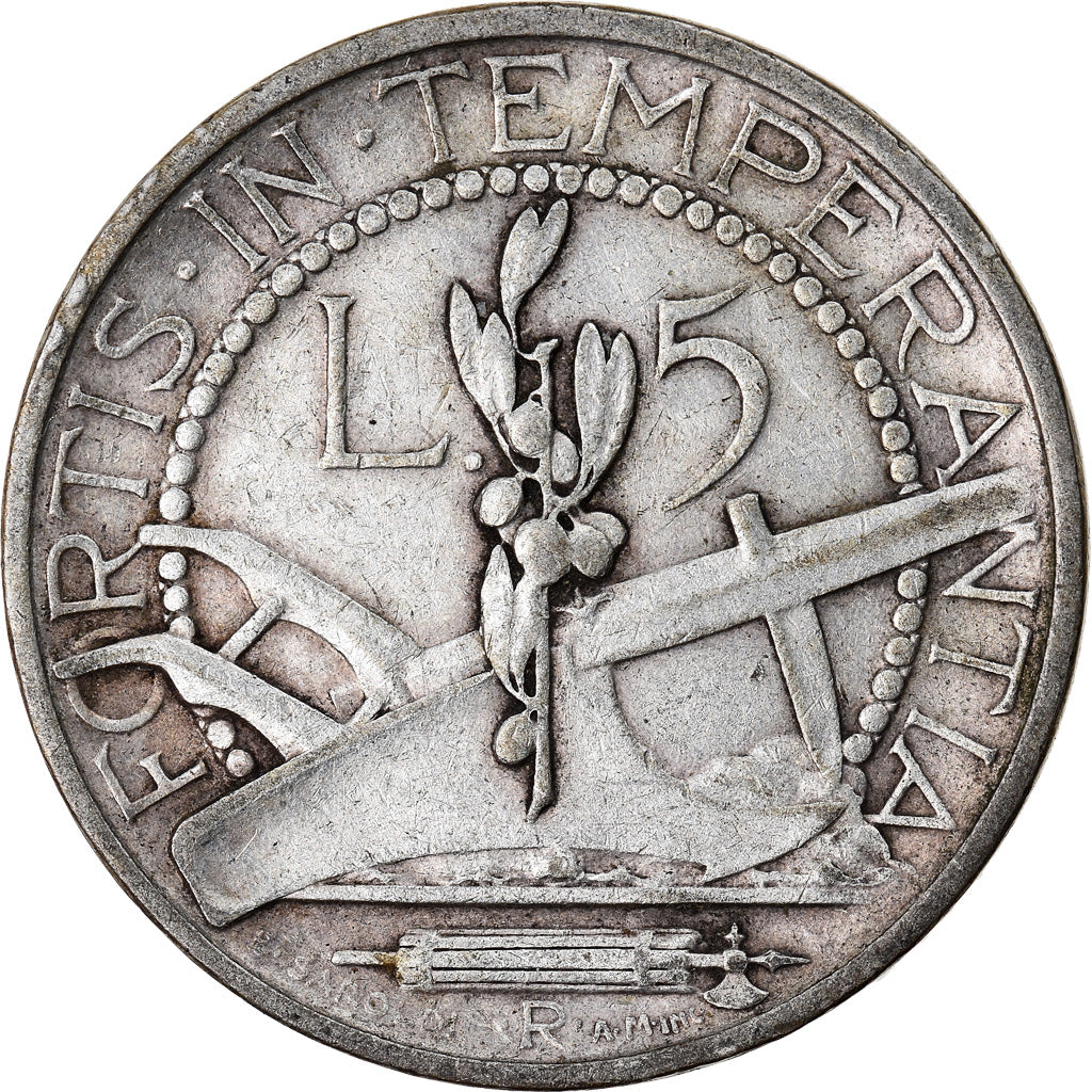 Moneta, San Marino, 5 Lire, 1931, Rome, EF(40-45), Srebro, KM:9