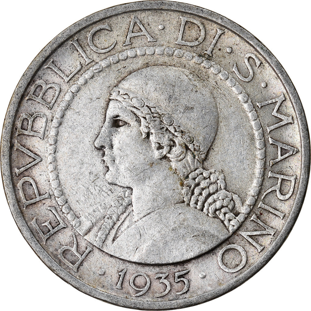 Moneta, San Marino, 5 Lire, 1935, Rome, BB, Argento, KM:9