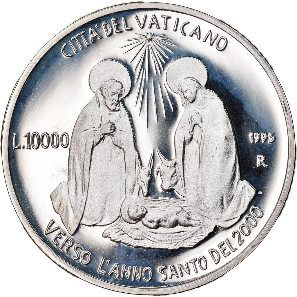 Coin, VATICAN CITY, John Paul II, 10000 Lire, 1995, Roma, MS(65-70), Silver